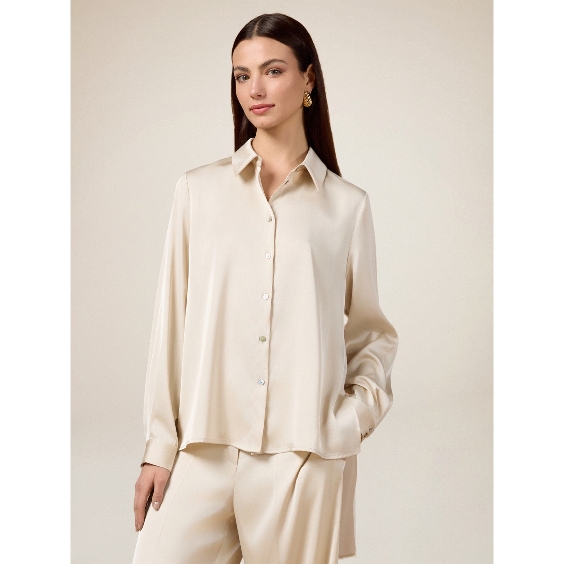 Oltre - Camicia in raso - Beige