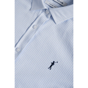 Camisa Oxford de rayas azul celeste con logo Rigby Go