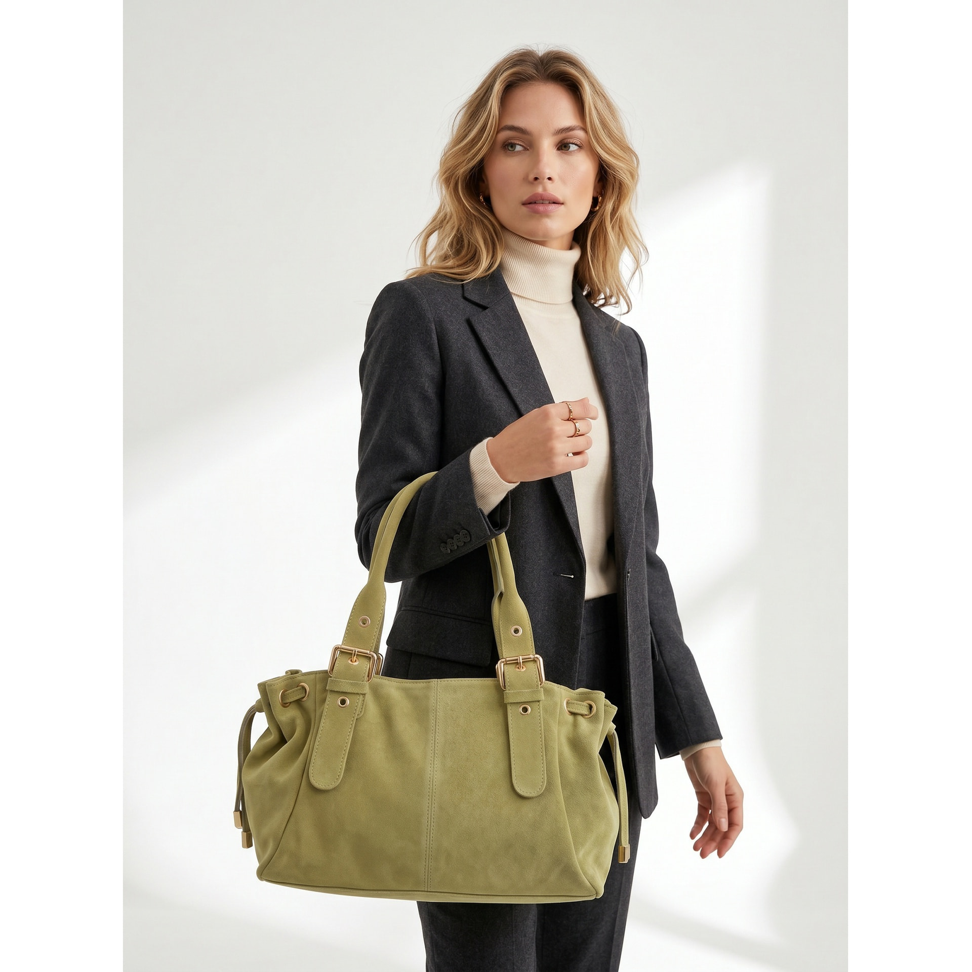 Borsa a mano da donna Made in Italy - Modello Lumena Lux - 100% pelle - 20.0 x 21.0 x 33.0 cm