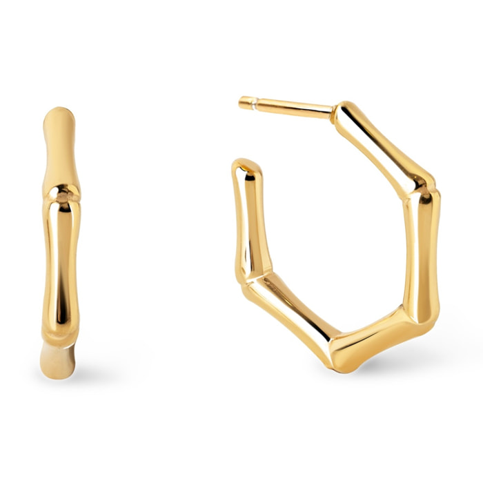 Orecchino Mini Bamboo in Acciaio Placcato Oro