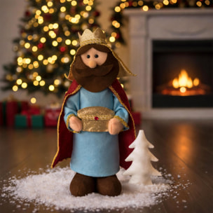 Set de los 3 reyes magos decorativos navideños de h.40cm - con base estable, figuras en poliéster