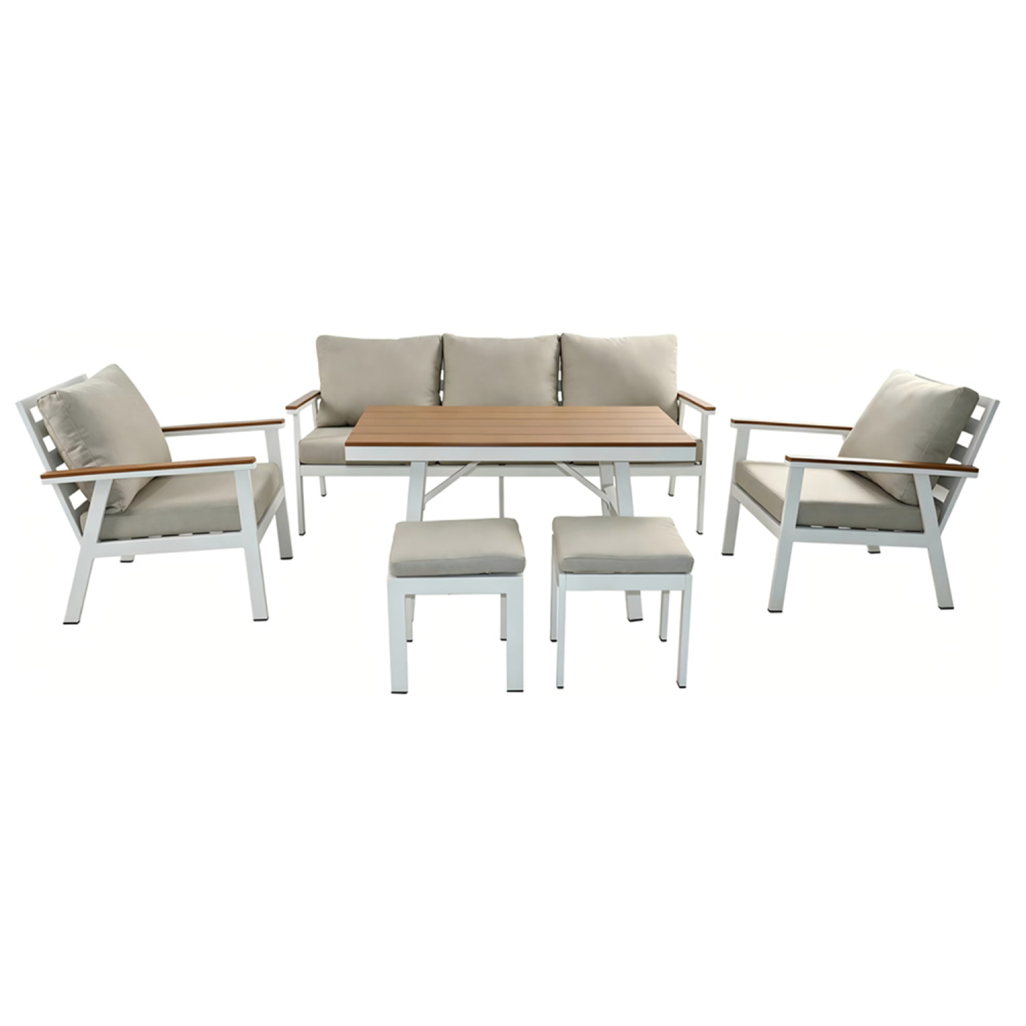 Ensemble de jardin 7 places avec table effet bois VAITELE