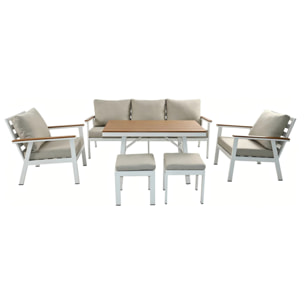 Ensemble de jardin 7 places avec table effet bois VAITELE