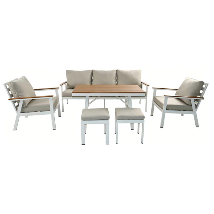 Ensemble de jardin 7 places avec table effet bois VAITELE