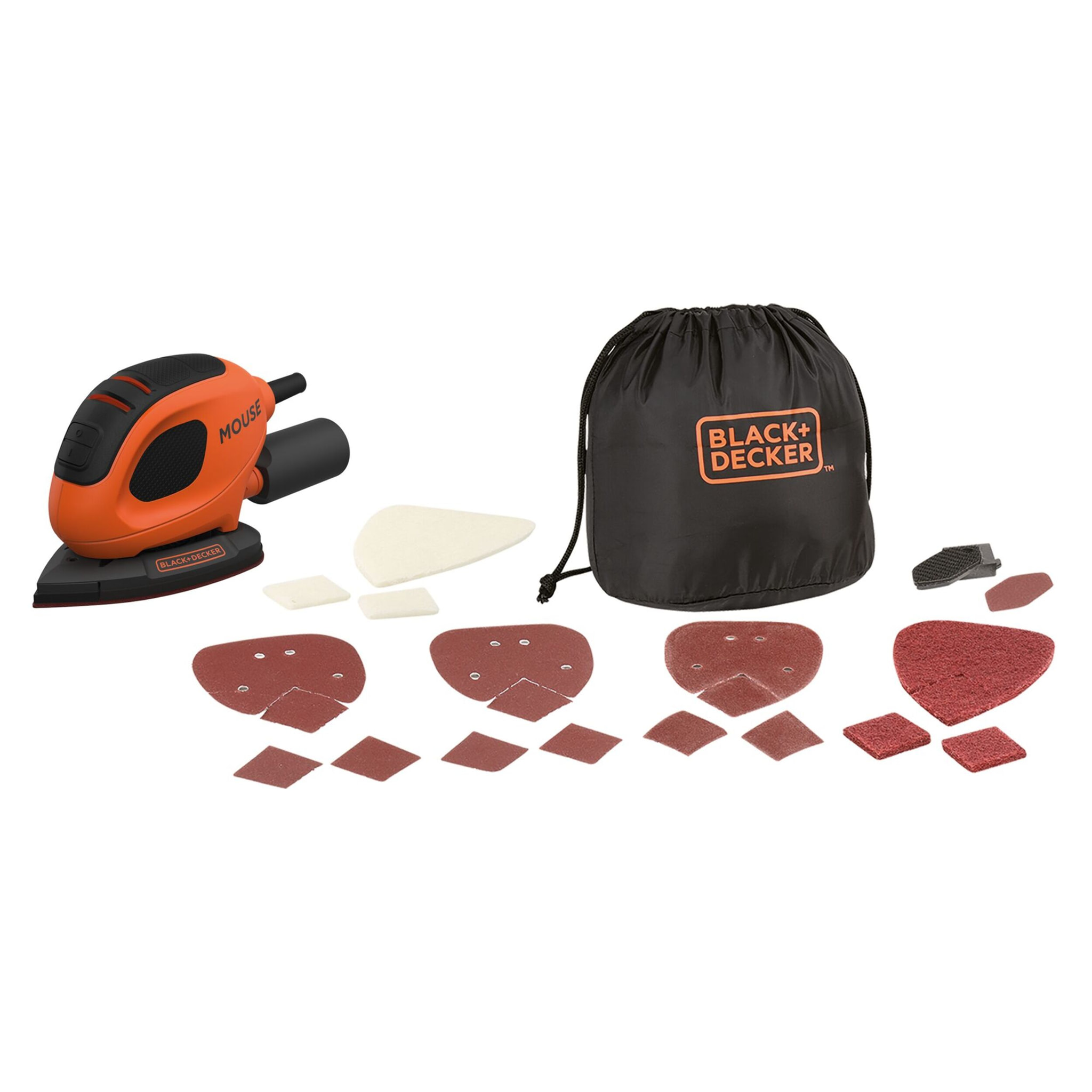 Ponceuse de détail Mouse filaire 55W, 10 accessoires - Livrée avec un sac de rangement