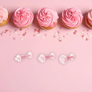 Lot de 3 emporte-pièces cœur à poussoir pour pâte à sucre Zenker Candy