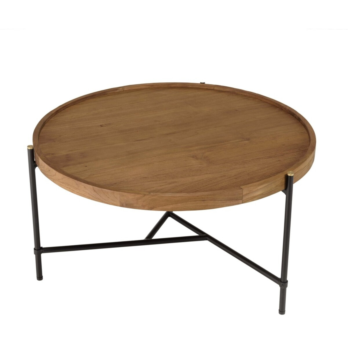 SIXTINE - Table basse ronde 78x78cm plateau en bois de teck recyclé
