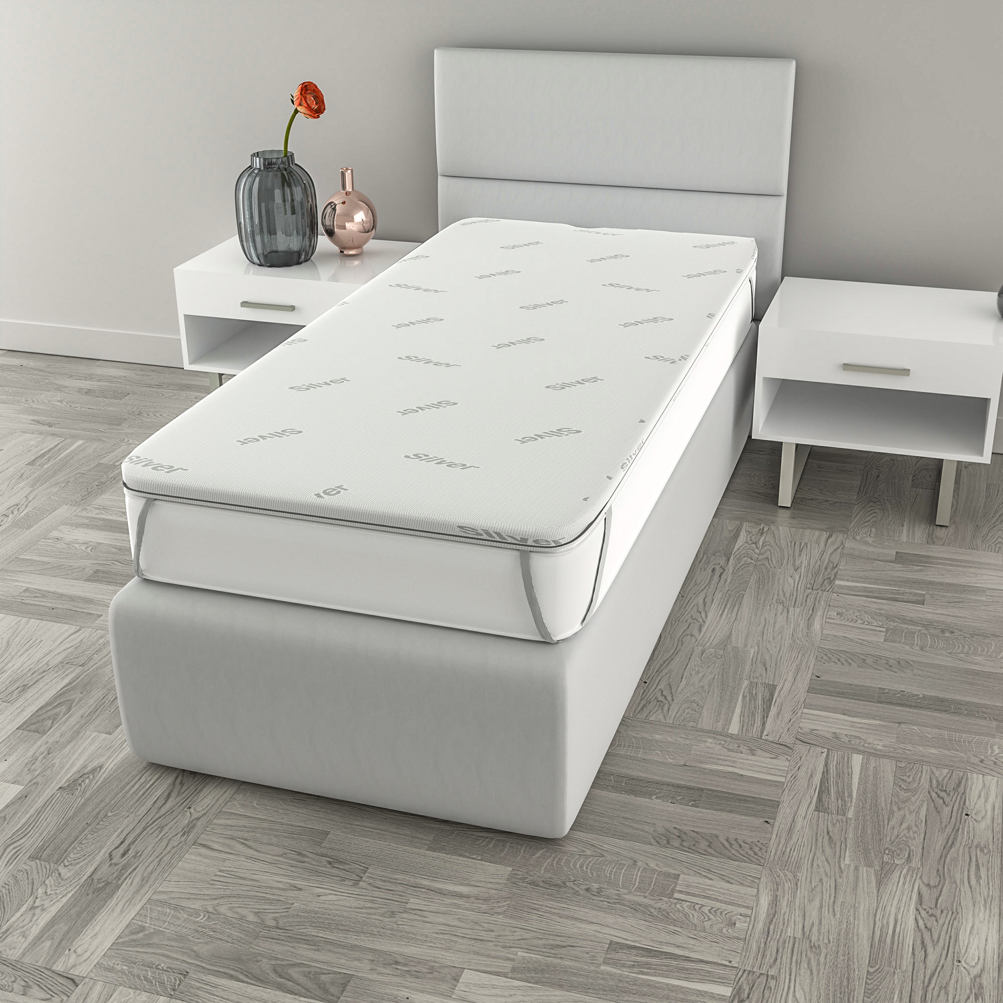 TOPPER VAULT CON FODERA SILVER SINGOLO