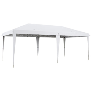 Carpa Plegable 6x3 m Cenador de Jardín con Altura Ajustable en 3 Niveles Bolsa de Transporte Anti-UV y Marco de Acero Carpa de Jardín para Patio Terraza Blanco