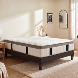 Ensemble Matelas Altesse & Sommier Kit Tissu, Mémoire de Forme & Hyper Soft, 27 cm, Accueil Enveloppant, Soutien Ferme