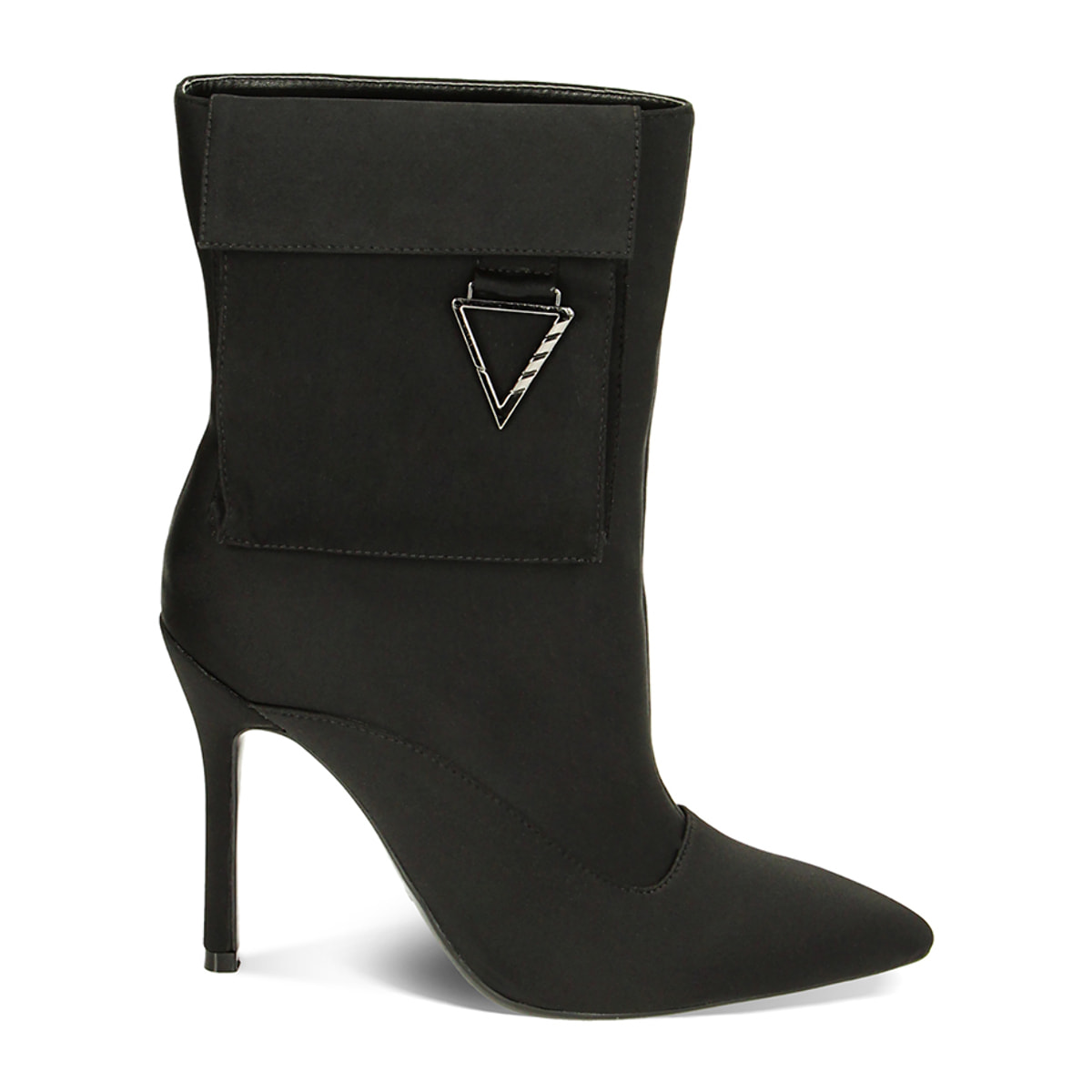 Botines cargo negros de tela, tacón de 10,5 cm