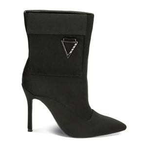 Botines cargo negros de tela, tacón de 10,5 cm