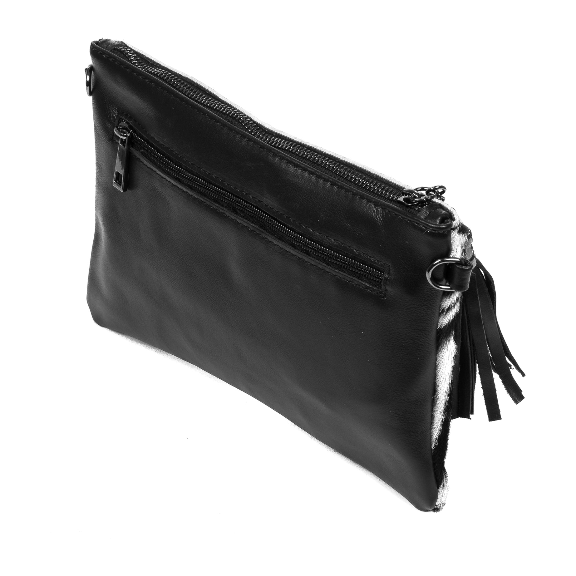 Ermine Borsa a tracolla Donna. Pelle autentica Sauvage Cavallino Zebra