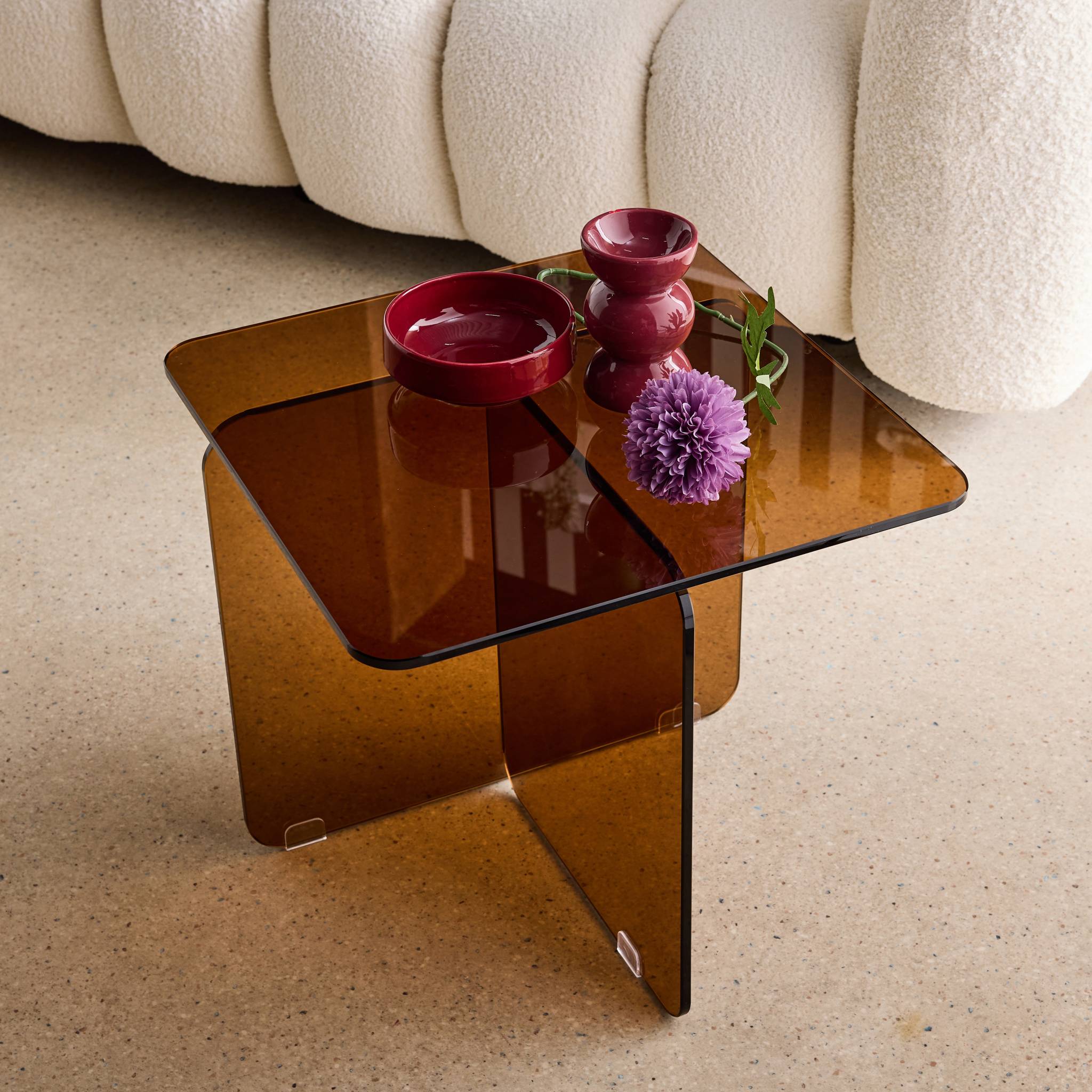 Table basse carrée verre trempé GLINTZ