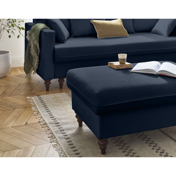 Flamingo - canapé droit 3 places convertible en velours - Bleu