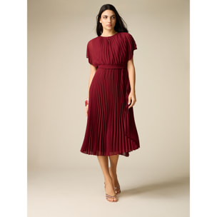 Oltre - Vestito midi in georgette plissé - Bordeaux