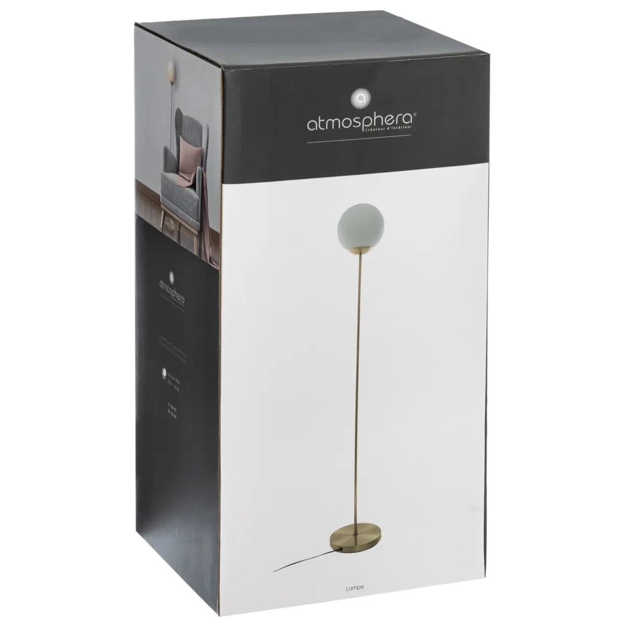Lampadaire "Dris" métal doré H134cm