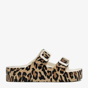 Sandali da bambina con stampa animalier biologica