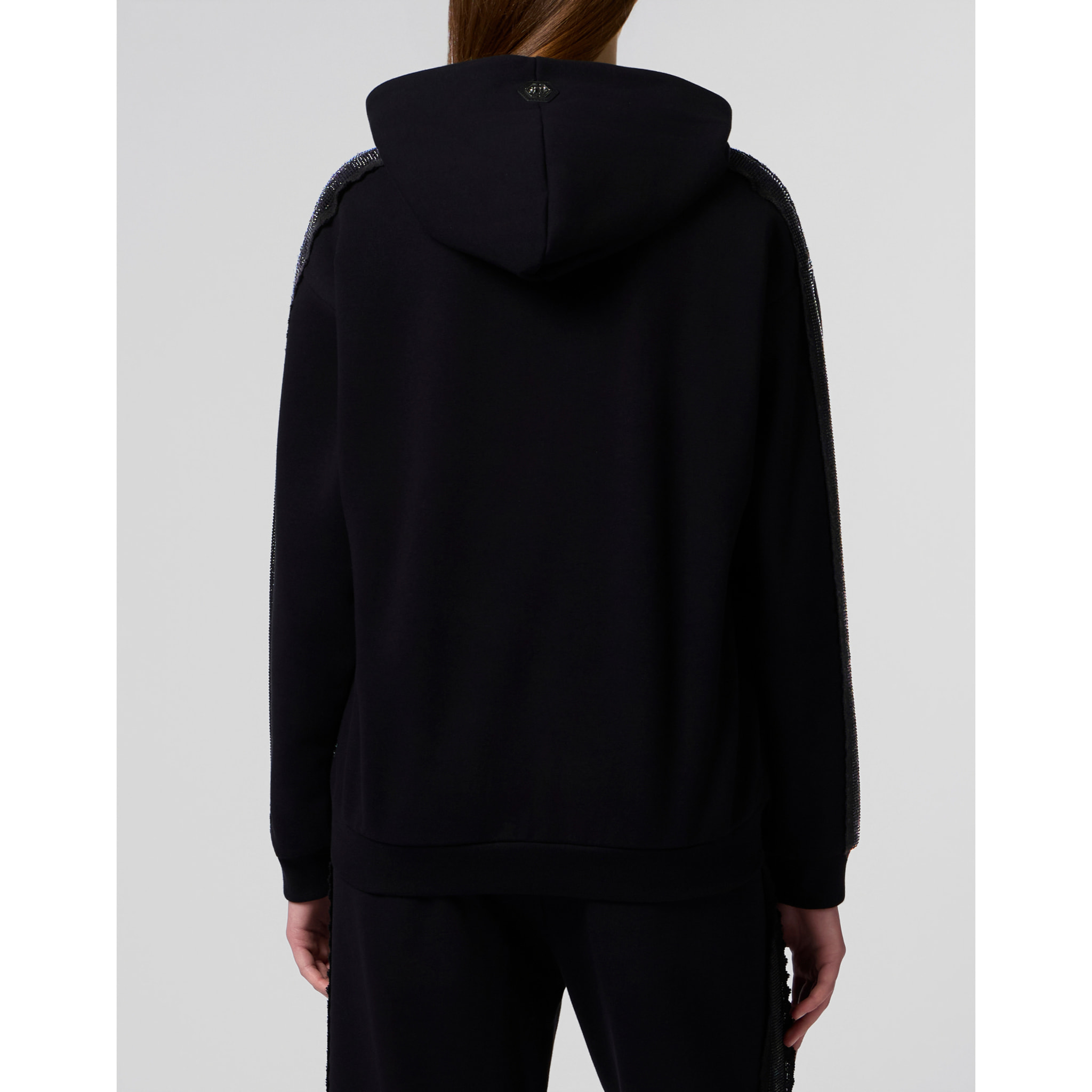 PHILIPP PLEIN Zip Hoodie Strass Band
