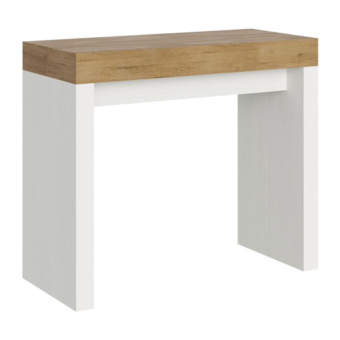 Console Roxell cm.90x42 (extensible à 300) dessus Chêne Nature structure Frêne Blanc