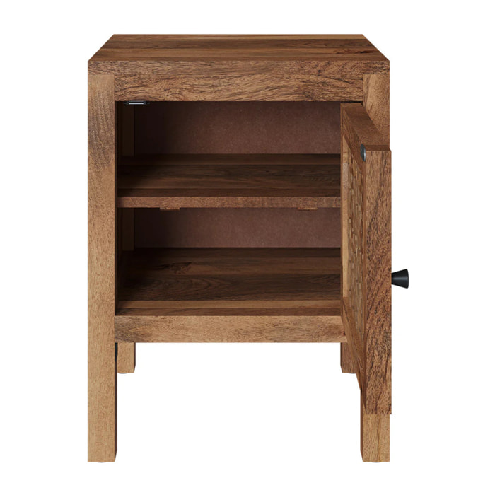 Table de chevet ajourée en bois de manguier - Jaya