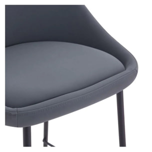 Lot de 2 chaises pour îlot central 65 cm en cuir synthétique gris - Misty