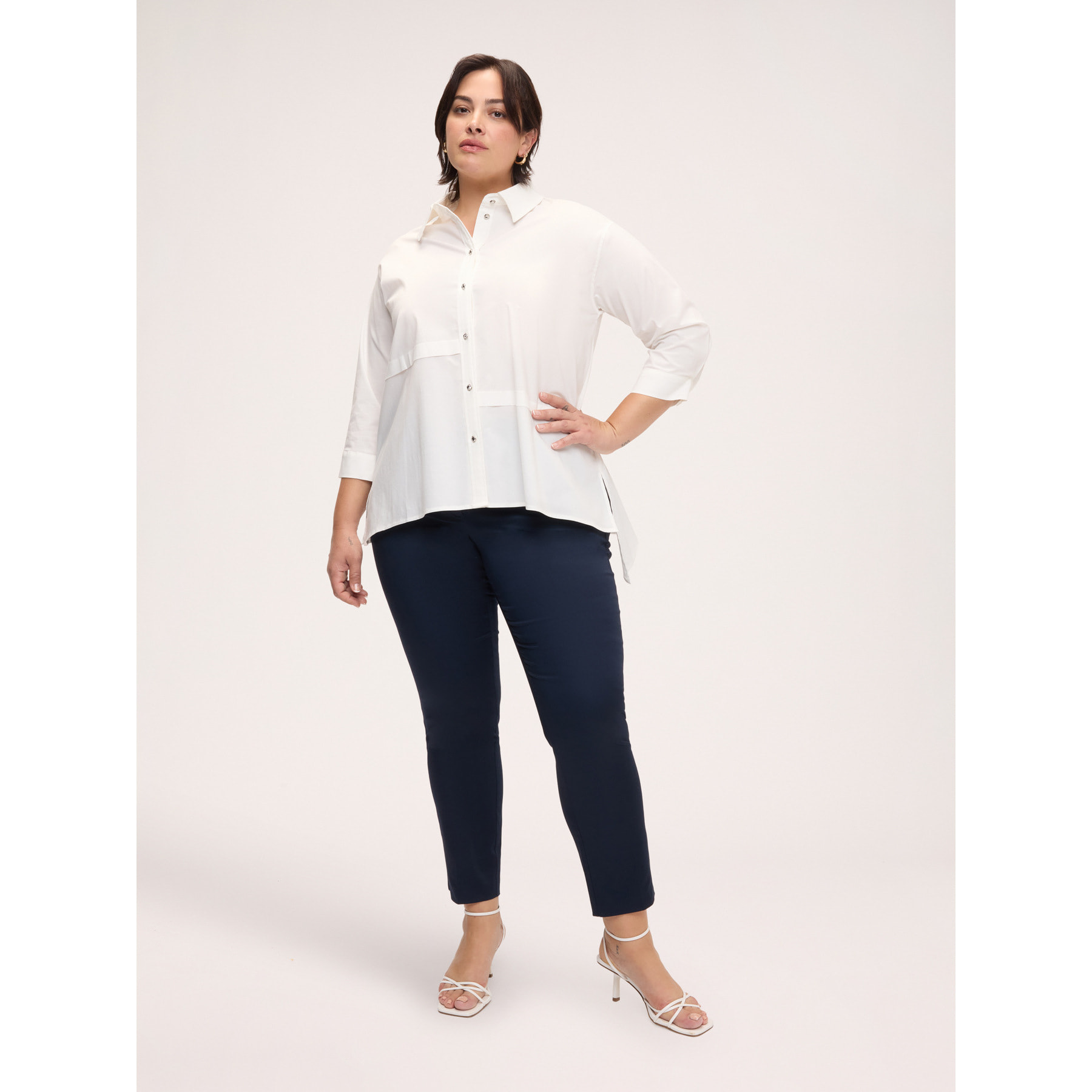 Fiorella Rubino - Camicia in misto cotone con orlo asimmetrico - Bianco