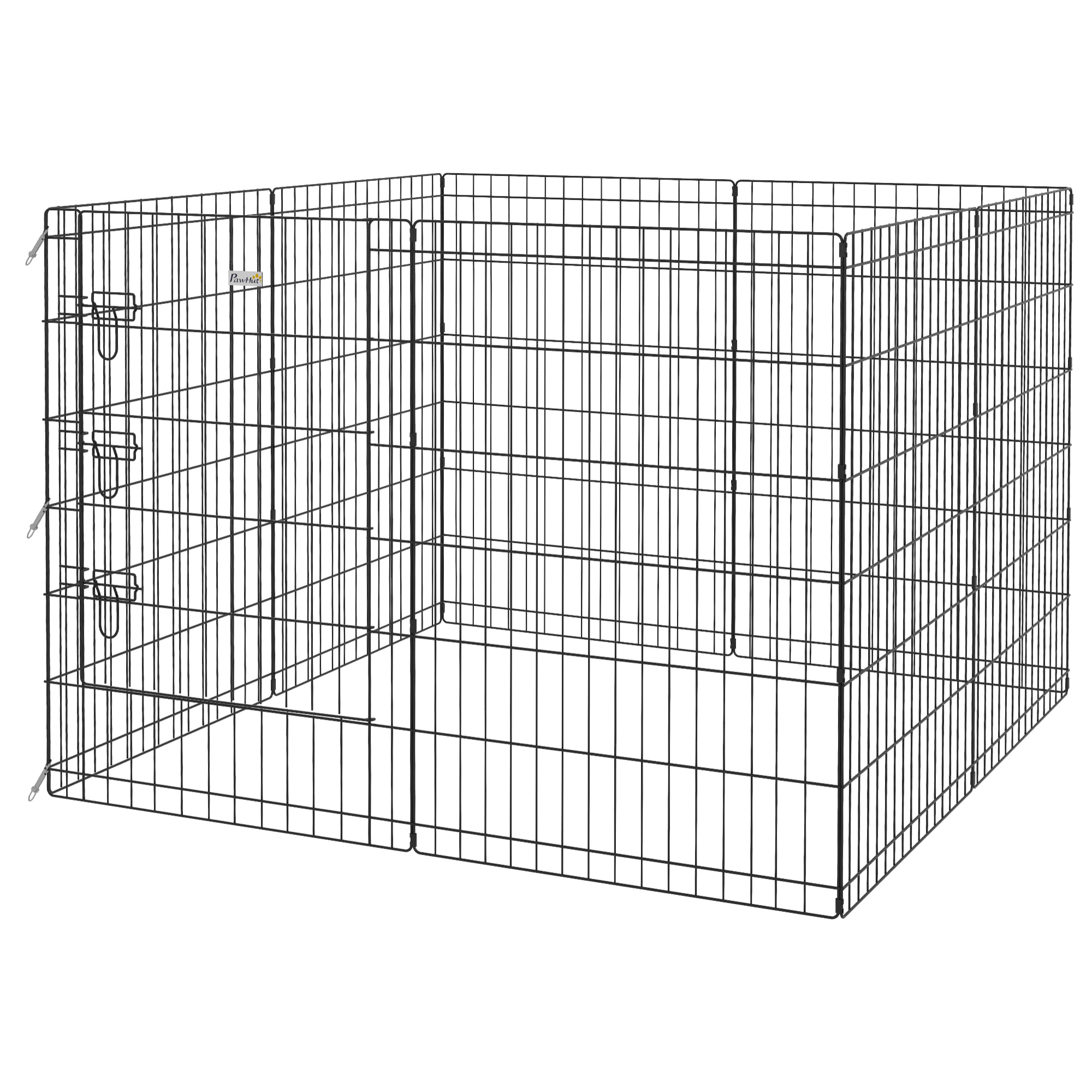 Parc enclos modulable chien - porte verrouillable, 8 panneaux 61 x 91 cm - métal noir