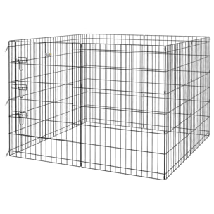 Parc enclos modulable chien - porte verrouillable, 8 panneaux 61 x 91 cm - métal noir