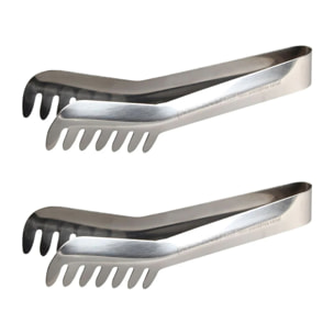 Ensemble de 2 Pinces à spaghettis, de cuisine en Acier inoxydable 19 cm Fackelmann