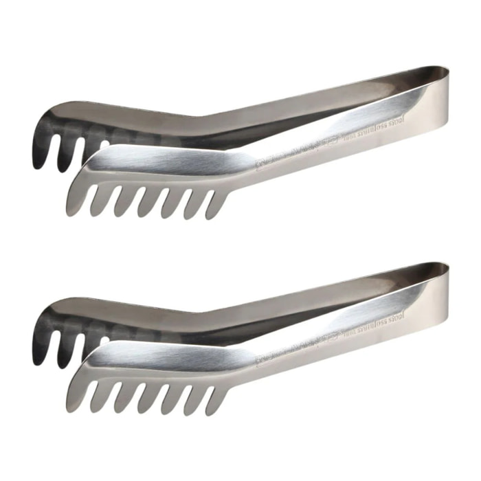 Ensemble de 2 Pinces à spaghettis, de cuisine en Acier inoxydable 19 cm Fackelmann