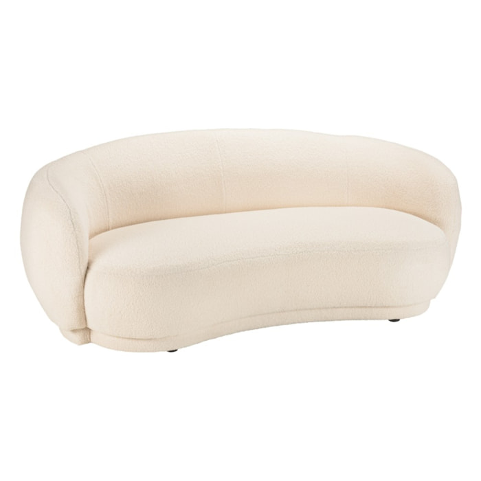 LEOPOLD - Canapé haricot 3 places en tissu bouclette écru