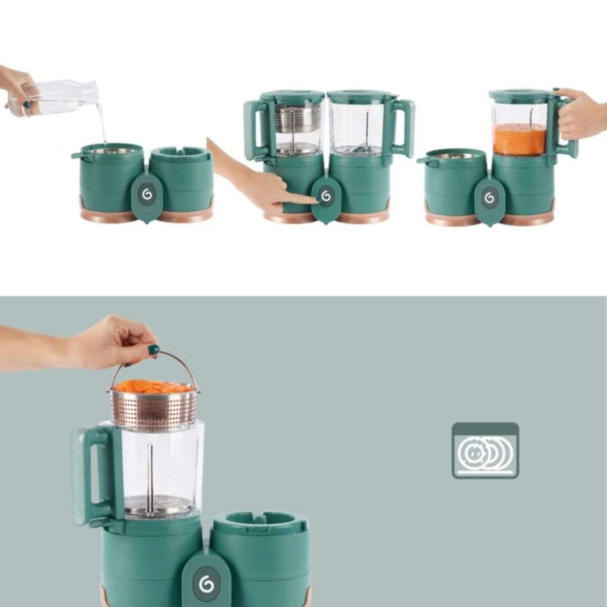 Mixeur Cuiseur Bébé BABYMOOV Nutribaby Glass Green