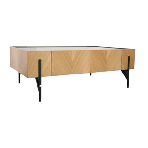 Table basse en bois clair avec 2 grands tiroirs FENIX