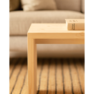 Table basse en bois massif ton naturel de 110x45x35cm Hauteur: 45 Longueur: 110 Largeur: 35