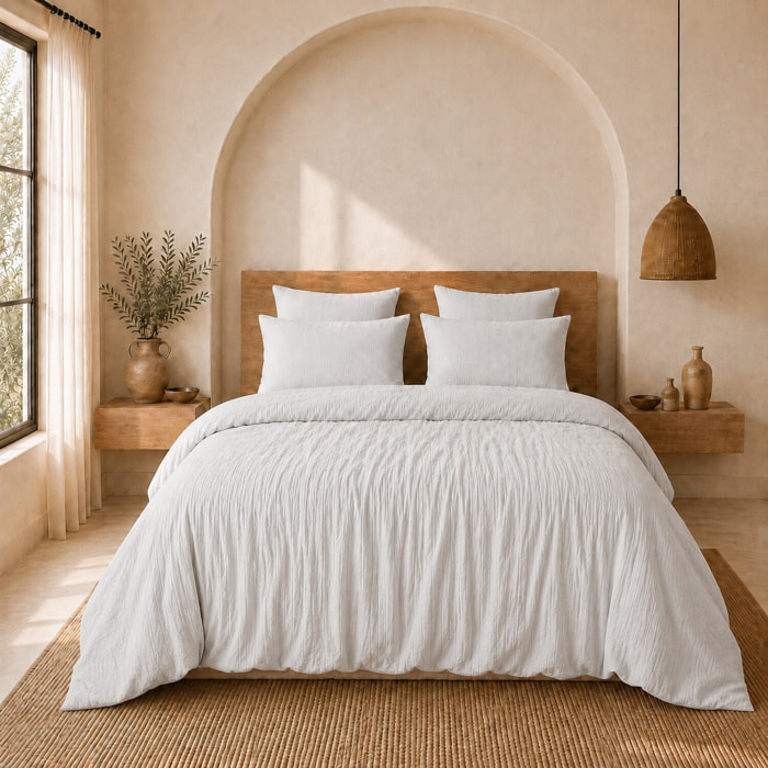 Parure housse de couette unie 100% gaze de coton - ava - gris glacier