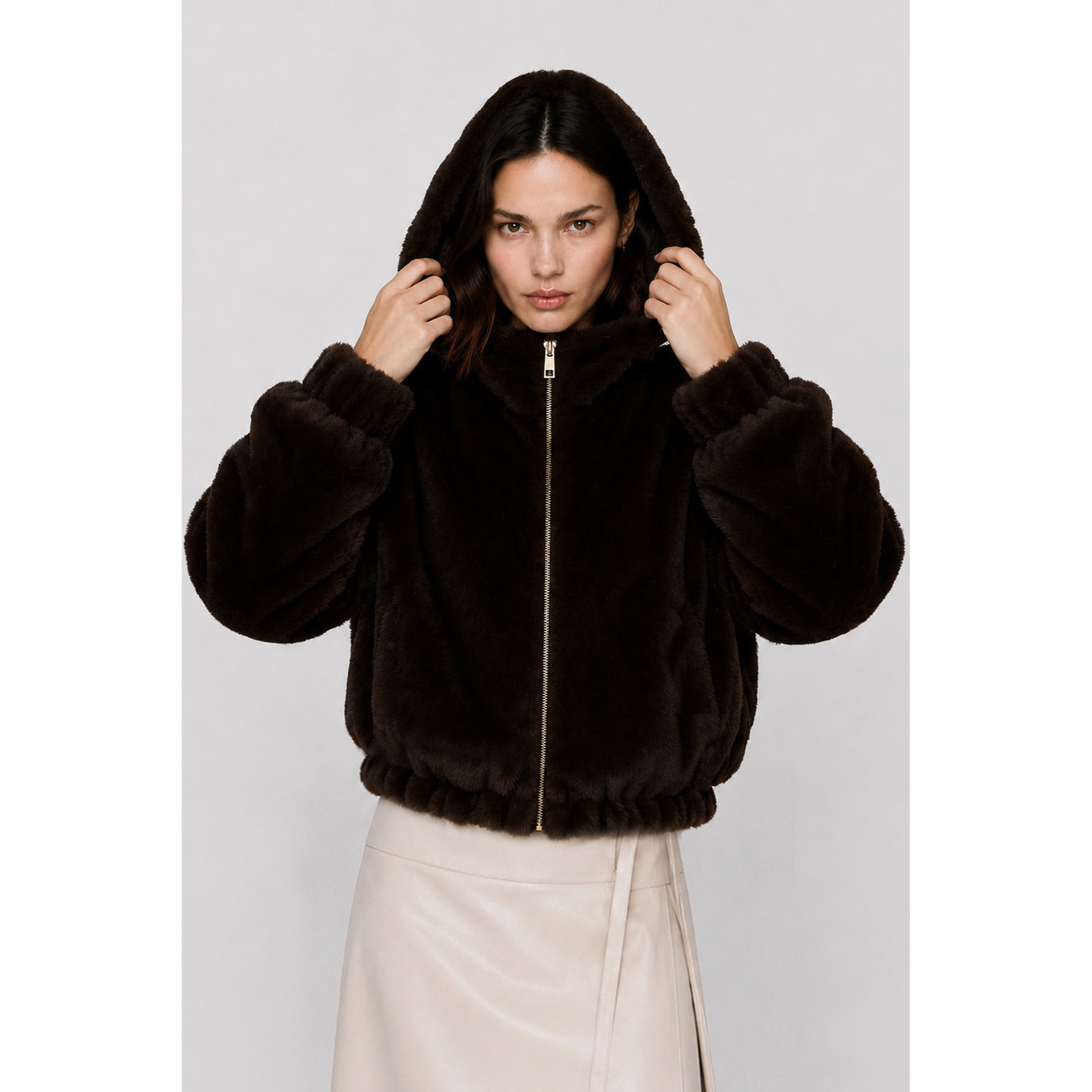 Kocca - Giubbotto da donna in ecopelliccia con cappuccio e zip Donna