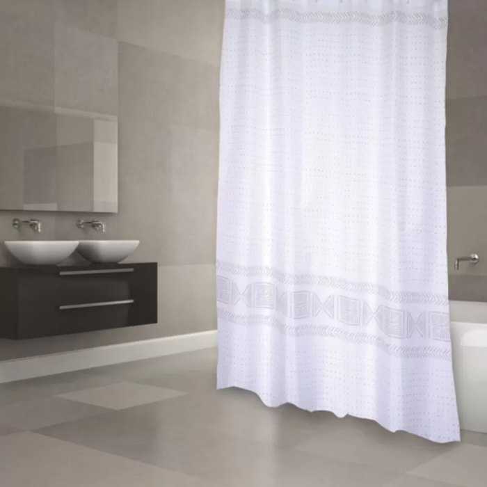 Rideau de douche Polyester TORALLA 180x200cm QUALITà PREMIUM Gris - Anneaux inclus MSV