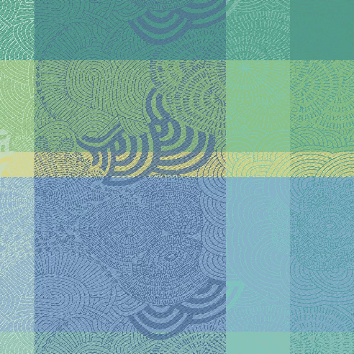 Serviette pur coton motif jacquard bleu Mille rainures atoll