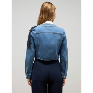 Oltre - Chaqueta de mezclilla con aplicaciones - Light - blue