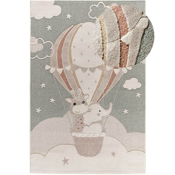 CLOWN Alfombra infantil con animales en globo, 120x170 cm