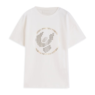 T-shirt bambina con maxi logo borchiato