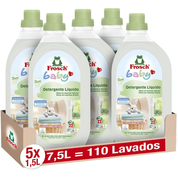 Pack 5X Baby detergente, Frosch, 1500 ml