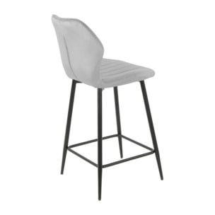Chaise haute en velours capitonné avec dossier - 3 coloris - VICTOR