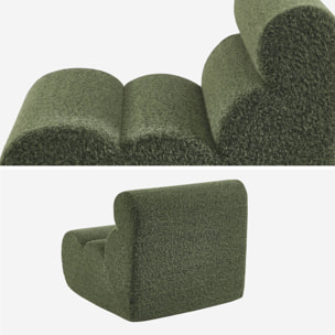 Chauffeuse tissu effet alpaca kaki 1 place - L 81 x P 99 x H 81cm - Nova