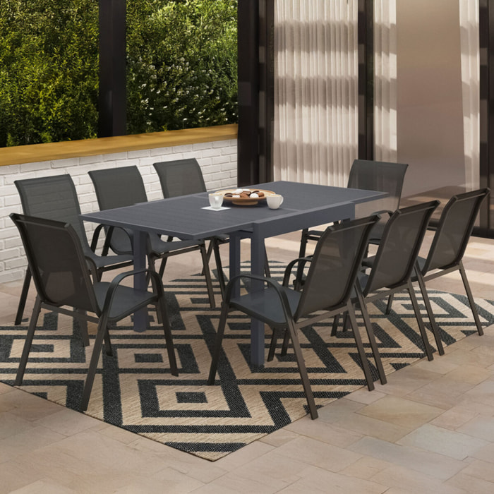Ensemble repas extensible 8 places polywood gris