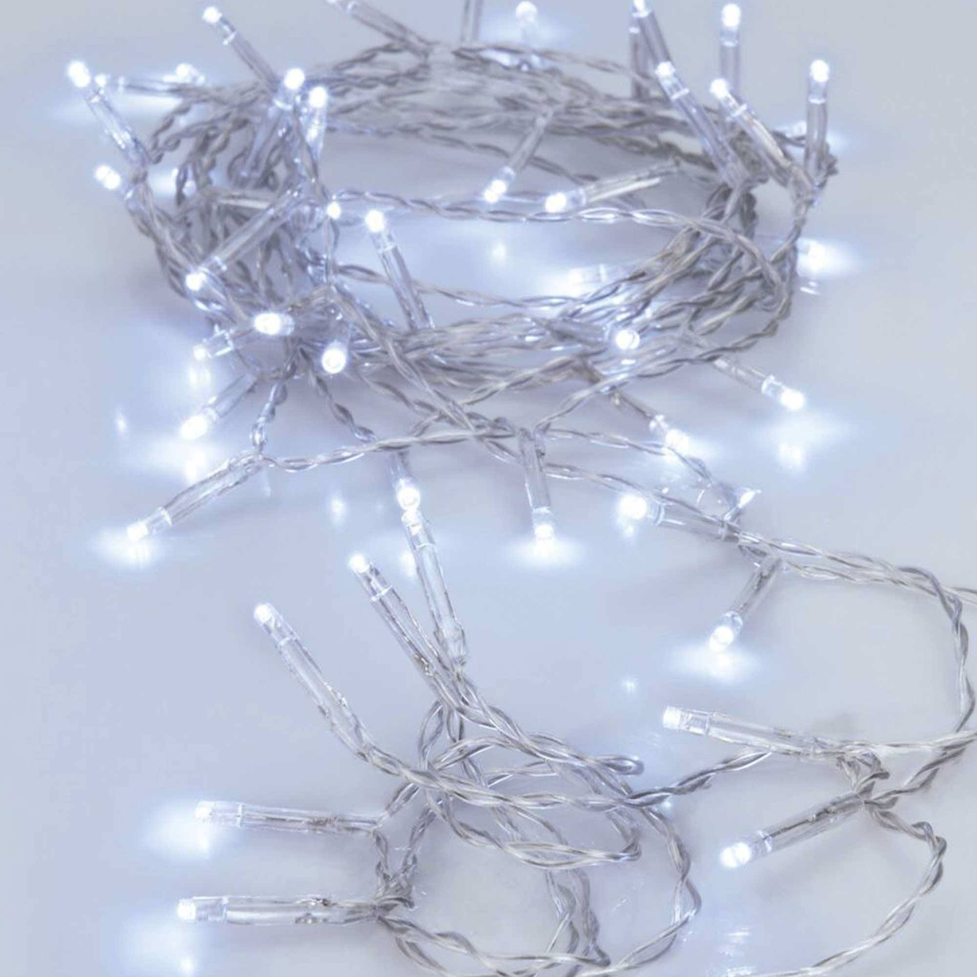 guirnalda con 80 luces led blanco con temporizador y cable transparente