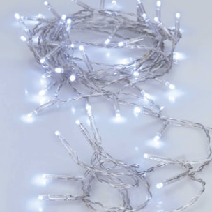 guirnalda con 80 luces led blanco con temporizador y cable transparente