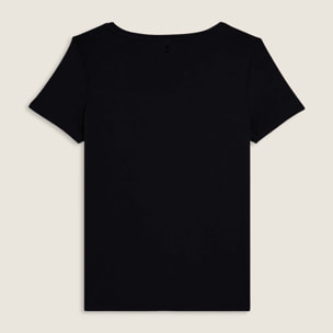 T-shirt donna con logo strass e glitter