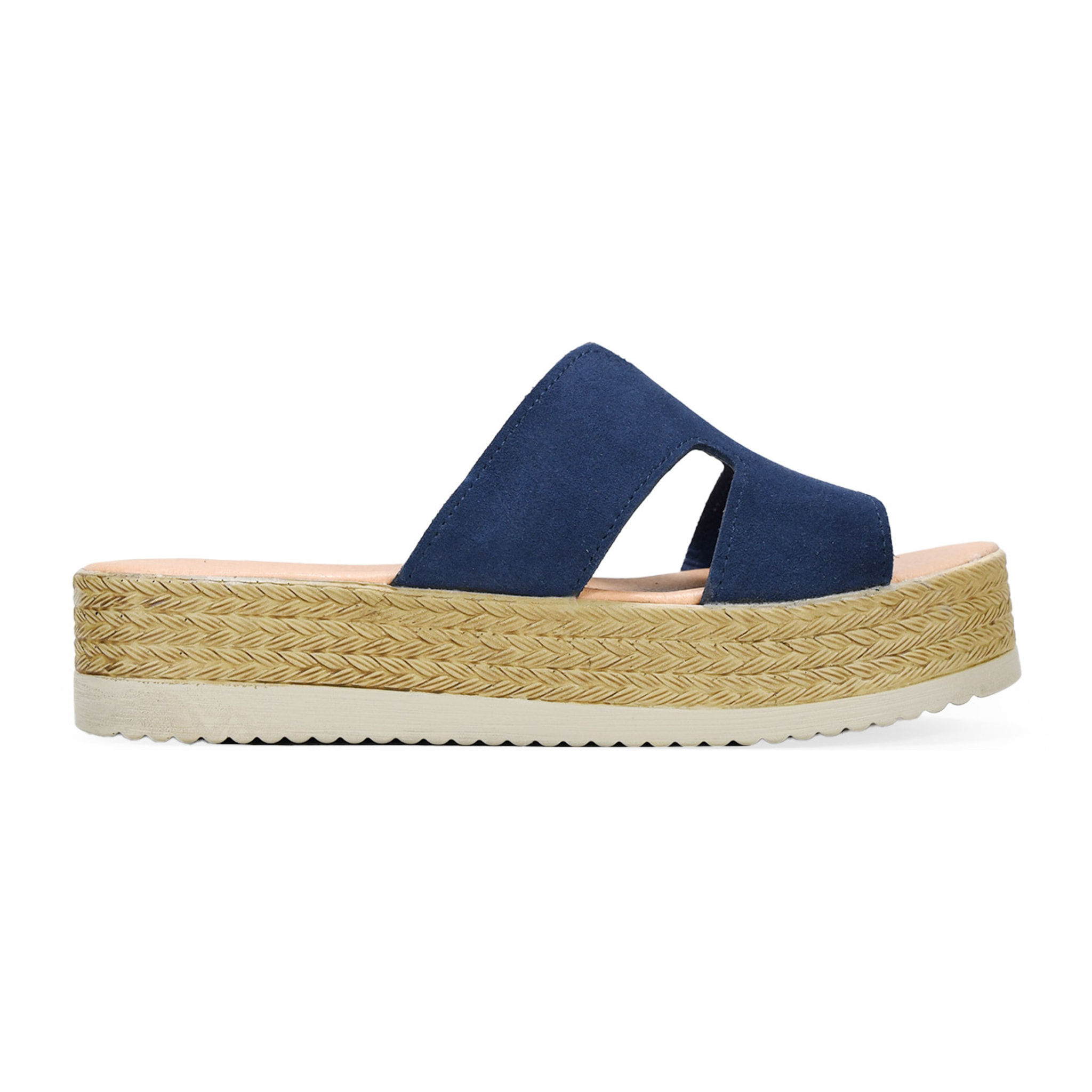 Sandalias de piel azules con plataforma